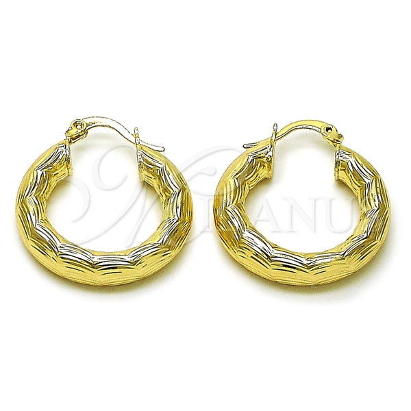 Argolla Mediana 02.213.0225.25 Oro Laminado, Diseño de Hueco, Diamantado, Tono Dorado