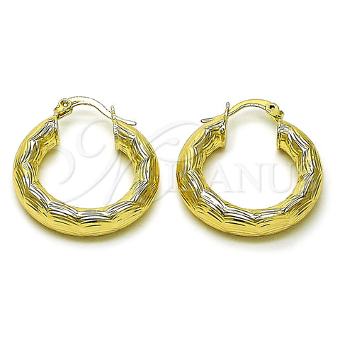 Argolla Mediana 02.213.0225.25 Oro Laminado, Diseño de Hueco, Diamantado, Tono Dorado