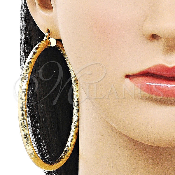Argolla Extra Grande 02.213.0225.80 Oro Laminado, Diseño de Hueco, Diamantado, Tono Dorado
