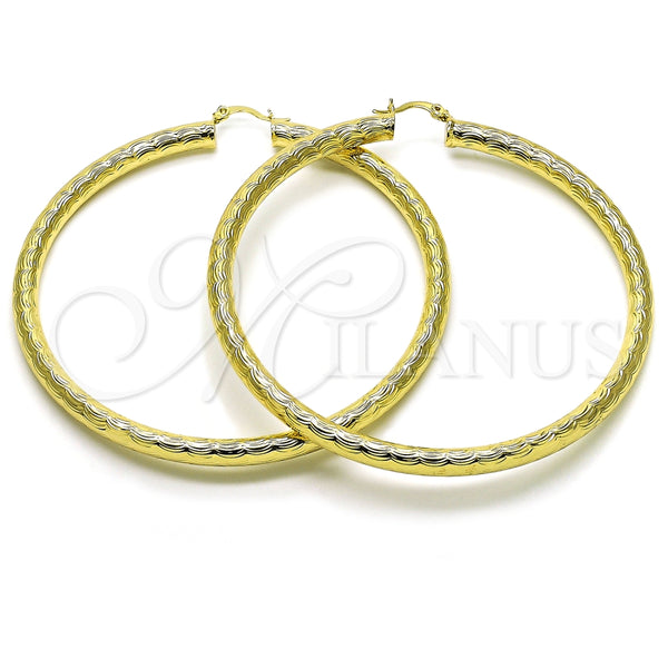 Argolla Extra Grande 02.213.0225.80 Oro Laminado, Diseño de Hueco, Diamantado, Tono Dorado
