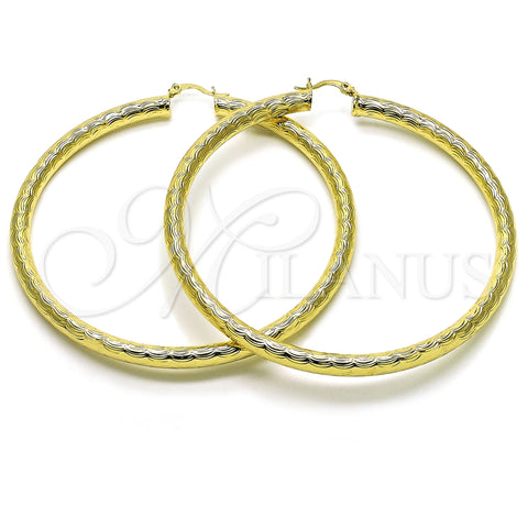 Argolla Extra Grande 02.213.0225.80 Oro Laminado, Diseño de Hueco, Diamantado, Tono Dorado