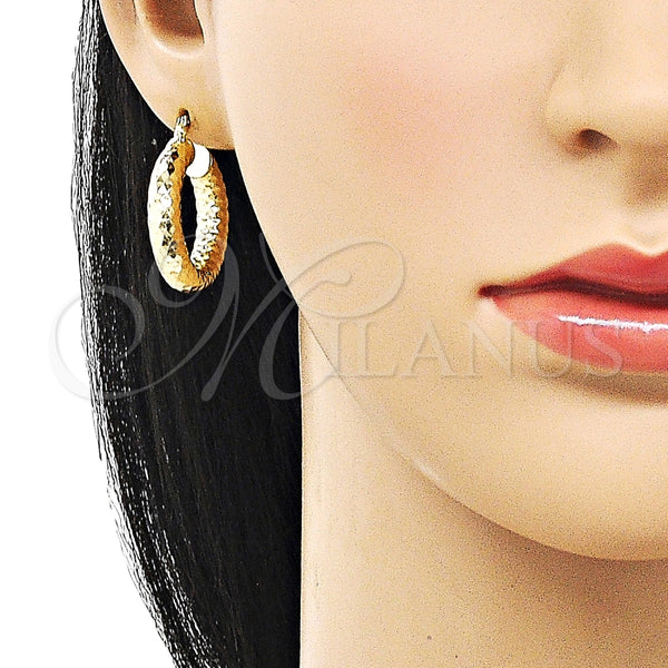 Argolla Mediana 02.213.0312.25 Oro Laminado, Diseño de Hueco, Diamantado, Tono Dorado