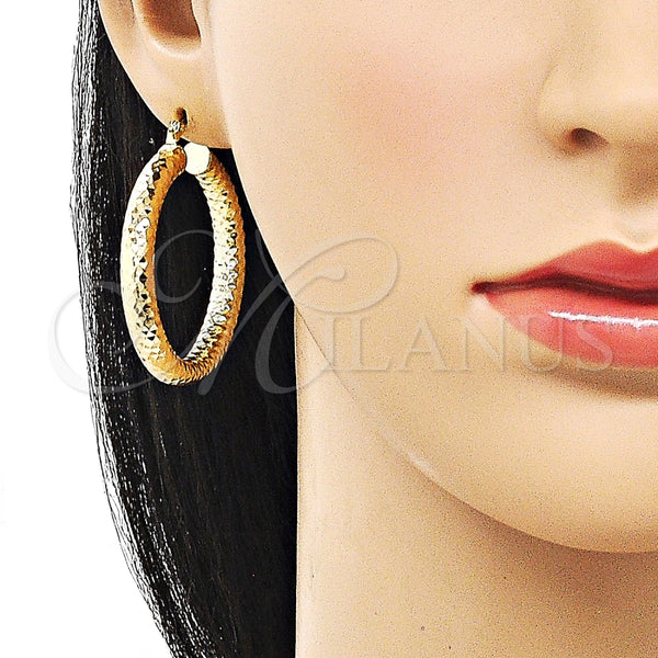 Argolla Mediana 02.213.0312.40 Oro Laminado, Diseño de Hueco, Diamantado, Tono Dorado