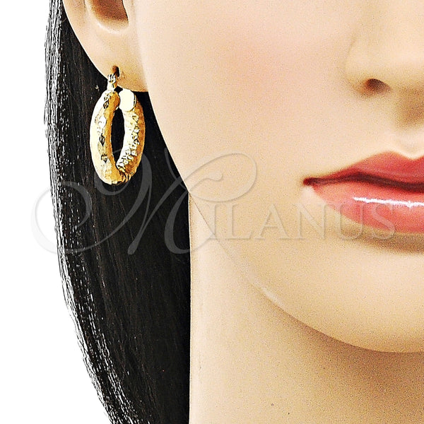 Argolla Mediana 02.170.0312.25 Oro Laminado, Diseño de Hueco, Diamantado, Tono Dorado