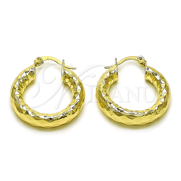 Argolla Mediana 02.170.0312.25 Oro Laminado, Diseño de Hueco, Diamantado, Tono Dorado