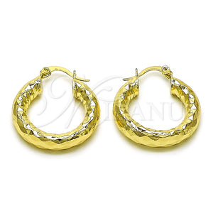 Argolla Mediana 02.170.0312.25 Oro Laminado, Diseño de Hueco, Diamantado, Tono Dorado