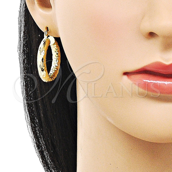 Argolla Mediana 02.170.0312.30 Oro Laminado, Diseño de Hueco, Diamantado, Tono Dorado