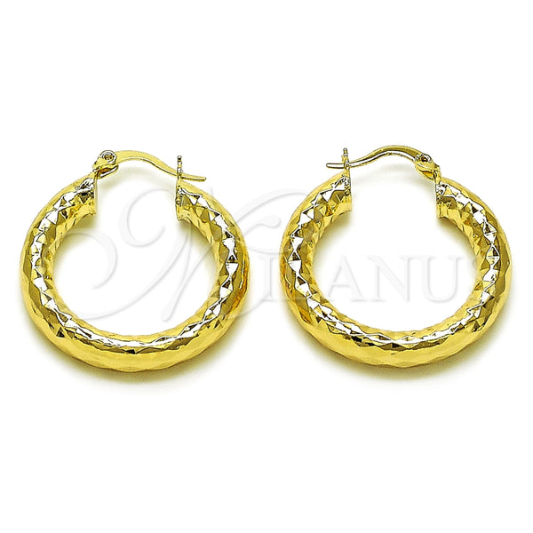 Argolla Mediana 02.170.0312.30 Oro Laminado, Diseño de Hueco, Diamantado, Tono Dorado