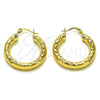 Argolla Mediana 02.170.0312.30 Oro Laminado, Diseño de Hueco, Diamantado, Tono Dorado