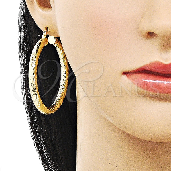 Argolla Grande 02.170.0312.50 Oro Laminado, Diseño de Hueco, Diamantado, Tono Dorado