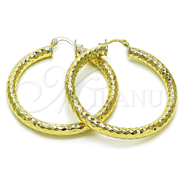Argolla Grande 02.170.0312.50 Oro Laminado, Diseño de Hueco, Diamantado, Tono Dorado