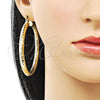 Argolla Grande 02.170.0312.60 Oro Laminado, Diseño de Hueco, Diamantado, Tono Dorado