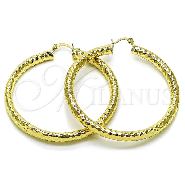 Argolla Grande 02.170.0312.60 Oro Laminado, Diseño de Hueco, Diamantado, Tono Dorado