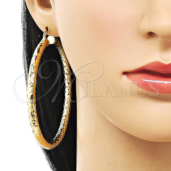 Argolla Extra Grande 02.170.0312.70 Oro Laminado, Diseño de Hueco, Diamantado, Tono Dorado