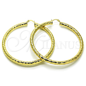 Argolla Extra Grande 02.170.0312.70 Oro Laminado, Diseño de Hueco, Diamantado, Tono Dorado