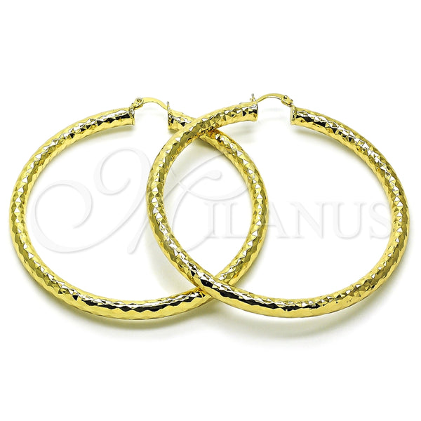 Argolla Extra Grande 02.170.0312.70 Oro Laminado, Diseño de Hueco, Diamantado, Tono Dorado