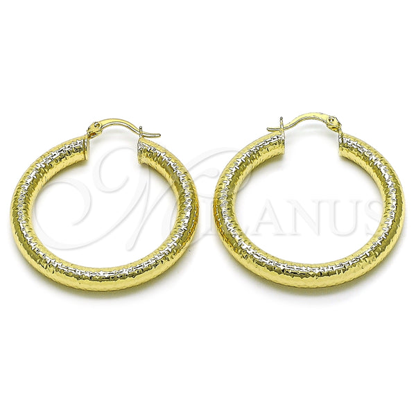 Argolla Mediana 02.213.0756.40 Oro Laminado, Diseño de Hueco, Diamantado, Tono Dorado