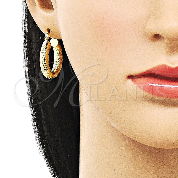 Argolla Mediana 02.213.0224.25 Oro Laminado, Diseño de Hueco, Diamantado, Tono Dorado