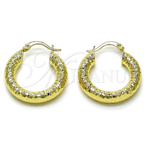 Argolla Mediana 02.213.0224.25 Oro Laminado, Diseño de Hueco, Diamantado, Tono Dorado