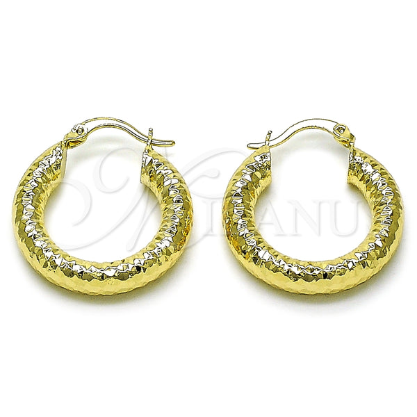 Argolla Mediana 02.213.0224.25 Oro Laminado, Diseño de Hueco, Diamantado, Tono Dorado