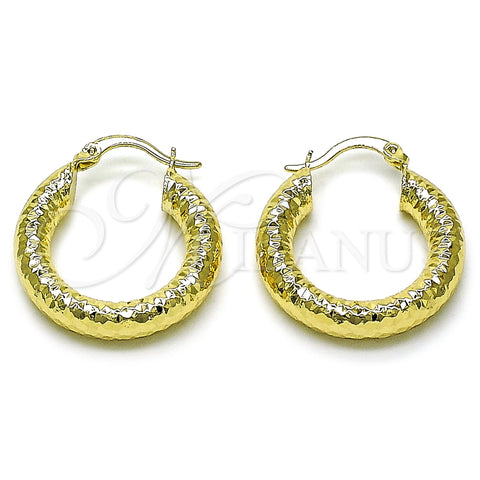 Argolla Mediana 02.213.0224.25 Oro Laminado, Diseño de Hueco, Diamantado, Tono Dorado