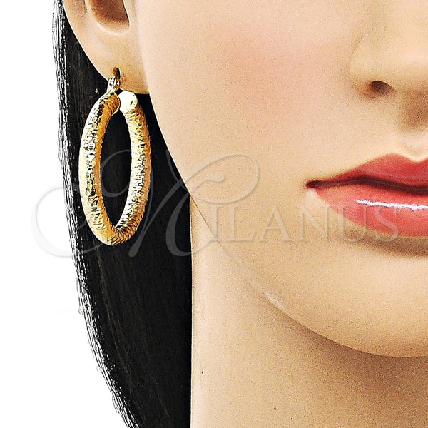 Argolla Mediana 02.213.0224.40 Oro Laminado, Diseño de Hueco, Diamantado, Tono Dorado