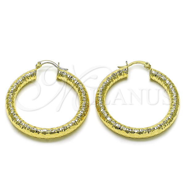 Argolla Mediana 02.213.0224.40 Oro Laminado, Diseño de Hueco, Diamantado, Tono Dorado