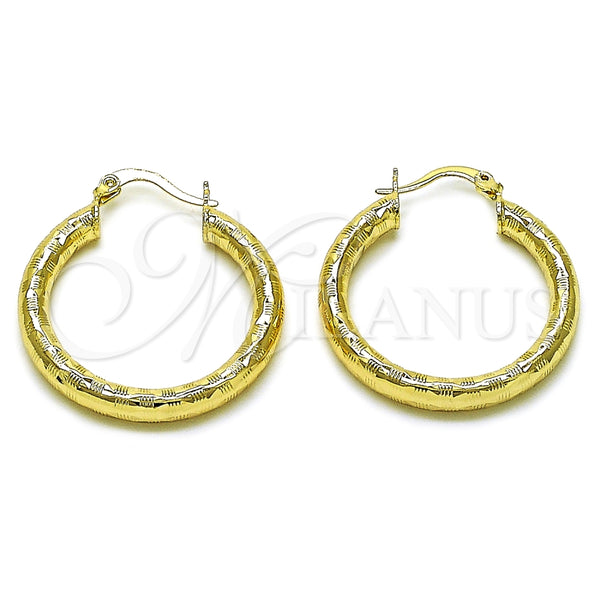 Argolla Mediana 02.213.0757.30 Oro Laminado, Diseño de Hueco, Diamantado, Tono Dorado