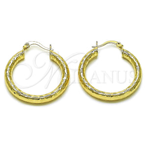 Argolla Mediana 02.213.0757.30 Oro Laminado, Diseño de Hueco, Diamantado, Tono Dorado