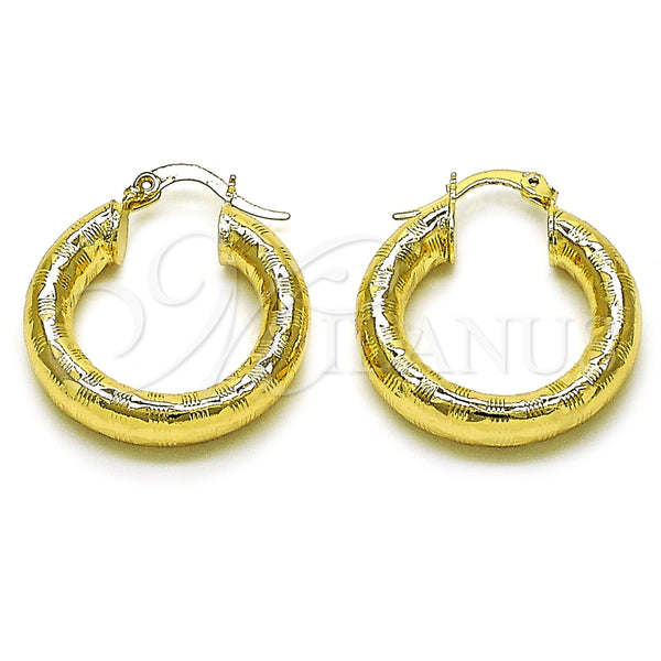 Argolla Mediana 02.213.0313.25 Oro Laminado, Diseño de Hueco, Diamantado, Tono Dorado