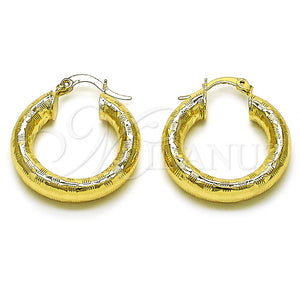 Argolla Mediana 02.213.0313.25 Oro Laminado, Diseño de Hueco, Diamantado, Tono Dorado