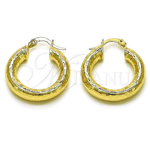 Argolla Mediana 02.213.0313.25 Oro Laminado, Diseño de Hueco, Diamantado, Tono Dorado