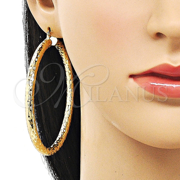 Argolla Extra Grande 02.213.0313.70 Oro Laminado, Diseño de Hueco, Diamantado, Tono Dorado