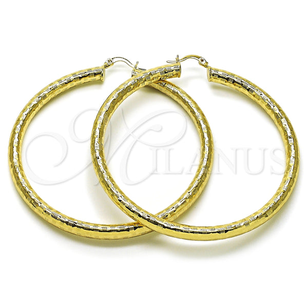 Argolla Extra Grande 02.213.0313.70 Oro Laminado, Diseño de Hueco, Diamantado, Tono Dorado