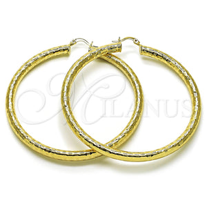 Argolla Extra Grande 02.213.0313.70 Oro Laminado, Diseño de Hueco, Diamantado, Tono Dorado