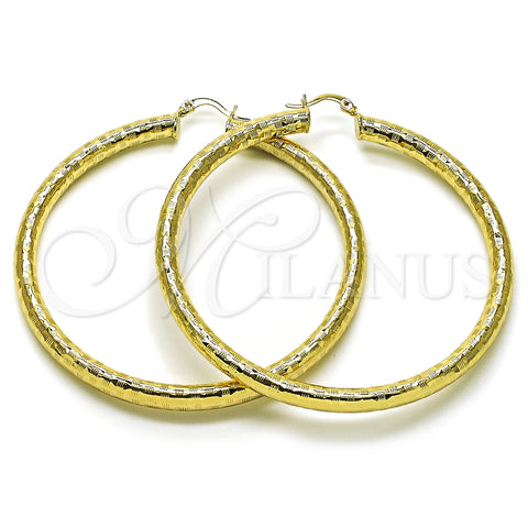 Argolla Extra Grande 02.213.0313.70 Oro Laminado, Diseño de Hueco, Diamantado, Tono Dorado