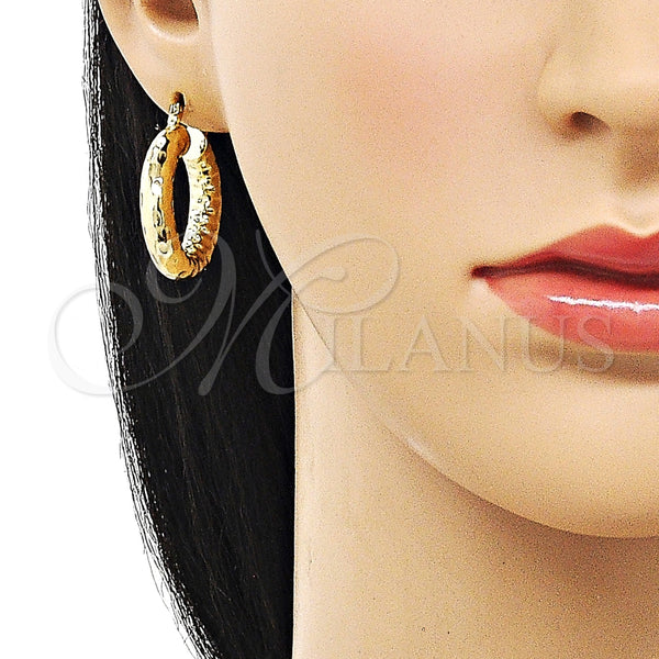 Argolla Mediana 02.213.0759.25 Oro Laminado, Diseño de Hueco, Diamantado, Tono Dorado