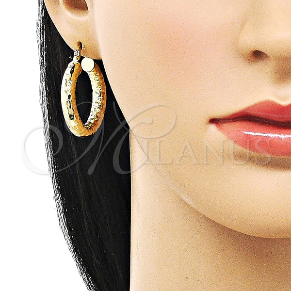 Argolla Mediana 02.213.0759.30 Oro Laminado, Diseño de Hueco, Diamantado, Tono Dorado