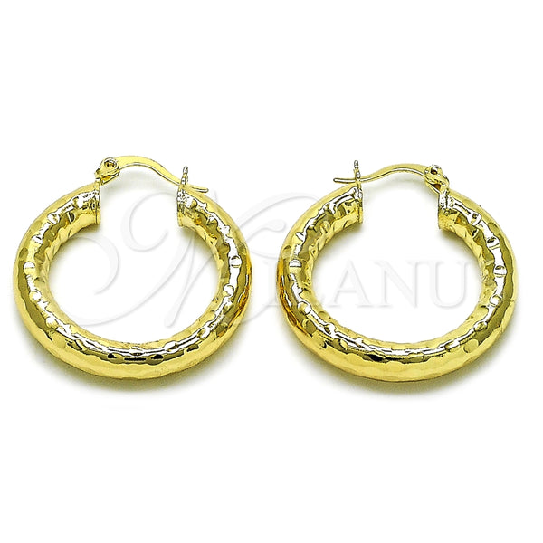 Argolla Mediana 02.213.0759.30 Oro Laminado, Diseño de Hueco, Diamantado, Tono Dorado