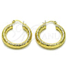 Argolla Mediana 02.213.0759.30 Oro Laminado, Diseño de Hueco, Diamantado, Tono Dorado