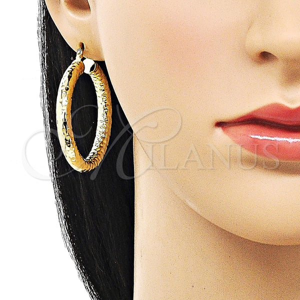 Argolla Mediana 02.213.0759.40 Oro Laminado, Diseño de Hueco, Diamantado, Tono Dorado