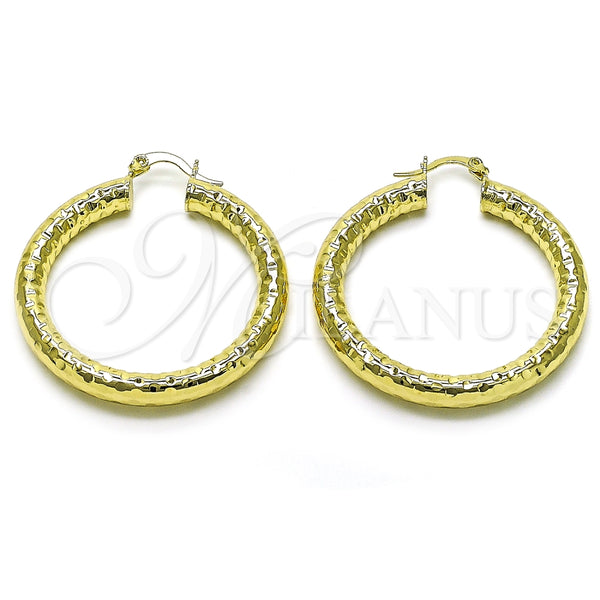 Argolla Mediana 02.213.0759.40 Oro Laminado, Diseño de Hueco, Diamantado, Tono Dorado