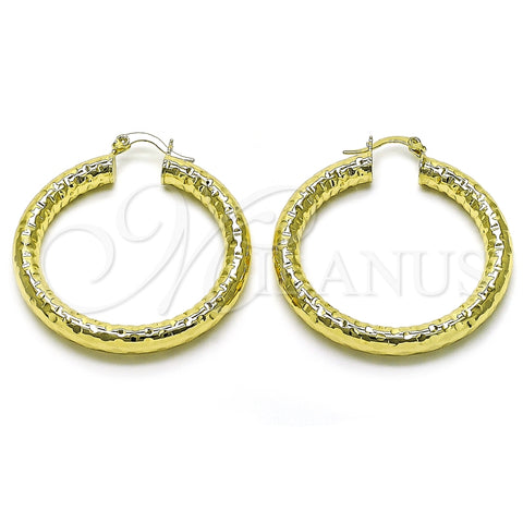 Argolla Mediana 02.213.0759.40 Oro Laminado, Diseño de Hueco, Diamantado, Tono Dorado