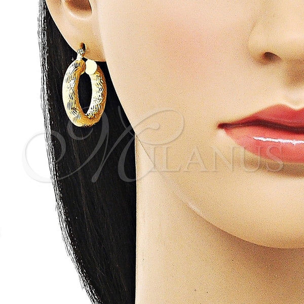 Argolla Mediana 02.213.0760.25 Oro Laminado, Diseño de Hueco, Diamantado, Tono Dorado