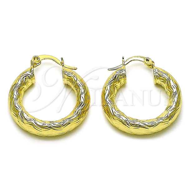 Argolla Mediana 02.213.0760.25 Oro Laminado, Diseño de Hueco, Diamantado, Tono Dorado