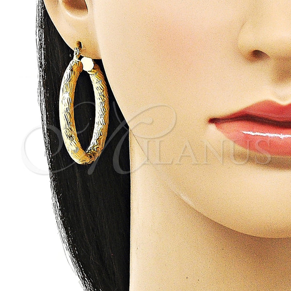 Argolla Mediana 02.213.0760.40 Oro Laminado, Diseño de Hueco, Diamantado, Tono Dorado