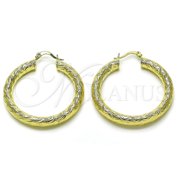 Argolla Mediana 02.213.0760.40 Oro Laminado, Diseño de Hueco, Diamantado, Tono Dorado