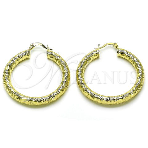 Argolla Mediana 02.213.0760.40 Oro Laminado, Diseño de Hueco, Diamantado, Tono Dorado