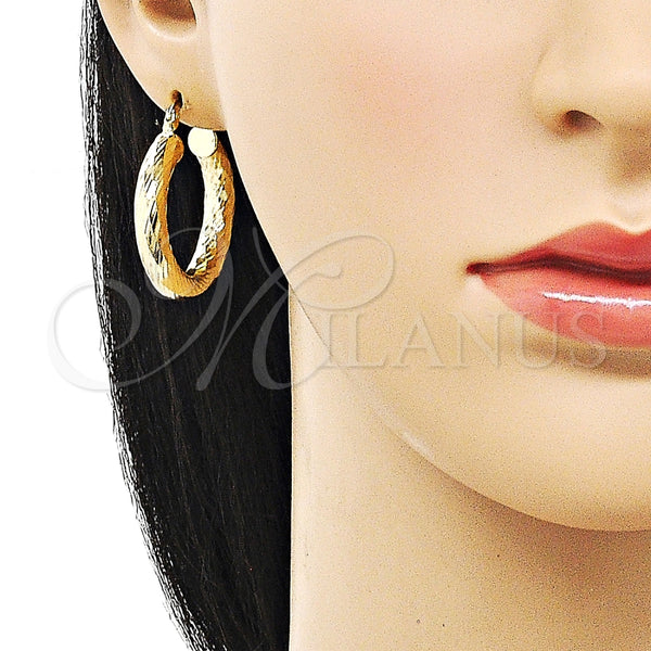 Argolla Mediana 02.170.0311.30 Oro Laminado, Diseño de Hueco, Diamantado, Tono Dorado