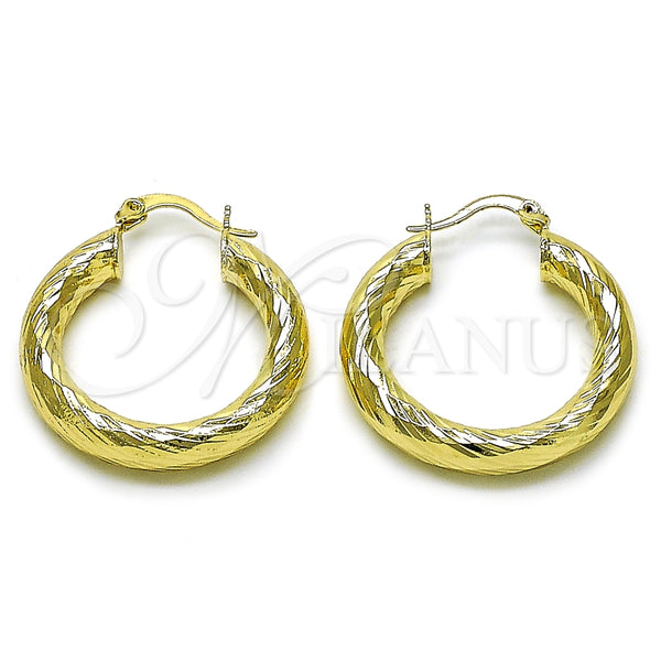 Argolla Mediana 02.170.0311.30 Oro Laminado, Diseño de Hueco, Diamantado, Tono Dorado